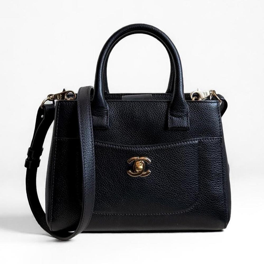CHANEL Neo Executive Mini Tote in black leather with gold hardware